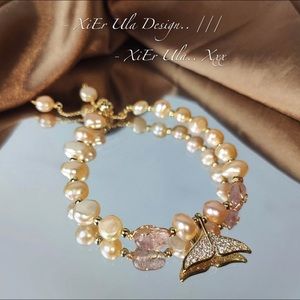 Fashion jewelry fish tail pink pearl bracelet